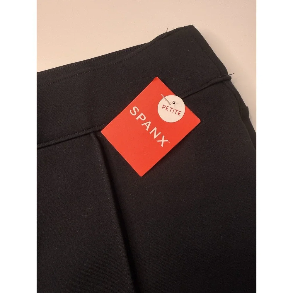 SPANX PerfectFit Ponte Flare Pants L Petite Black High Rise Pull On Trousers NWT